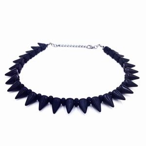 Black Turquoise Spiked Choker Necklace